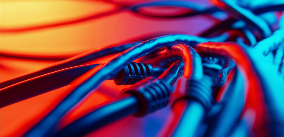 a bunch of wires in gradient light